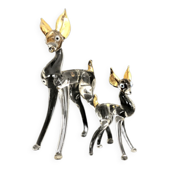 Doe and fawn in Murano blown glass