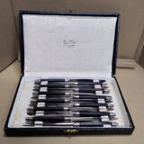 Set de 12 couteaux à dessert argent ébène acier fin XIXeme