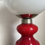 1970s Red and White Glass Space Age Lamp