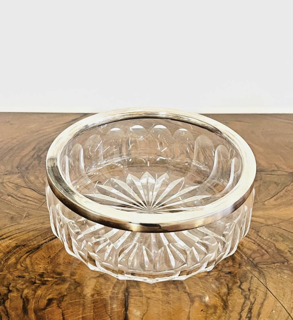 Jezler 800 Cut Crystal and Silver Fruit Bowl