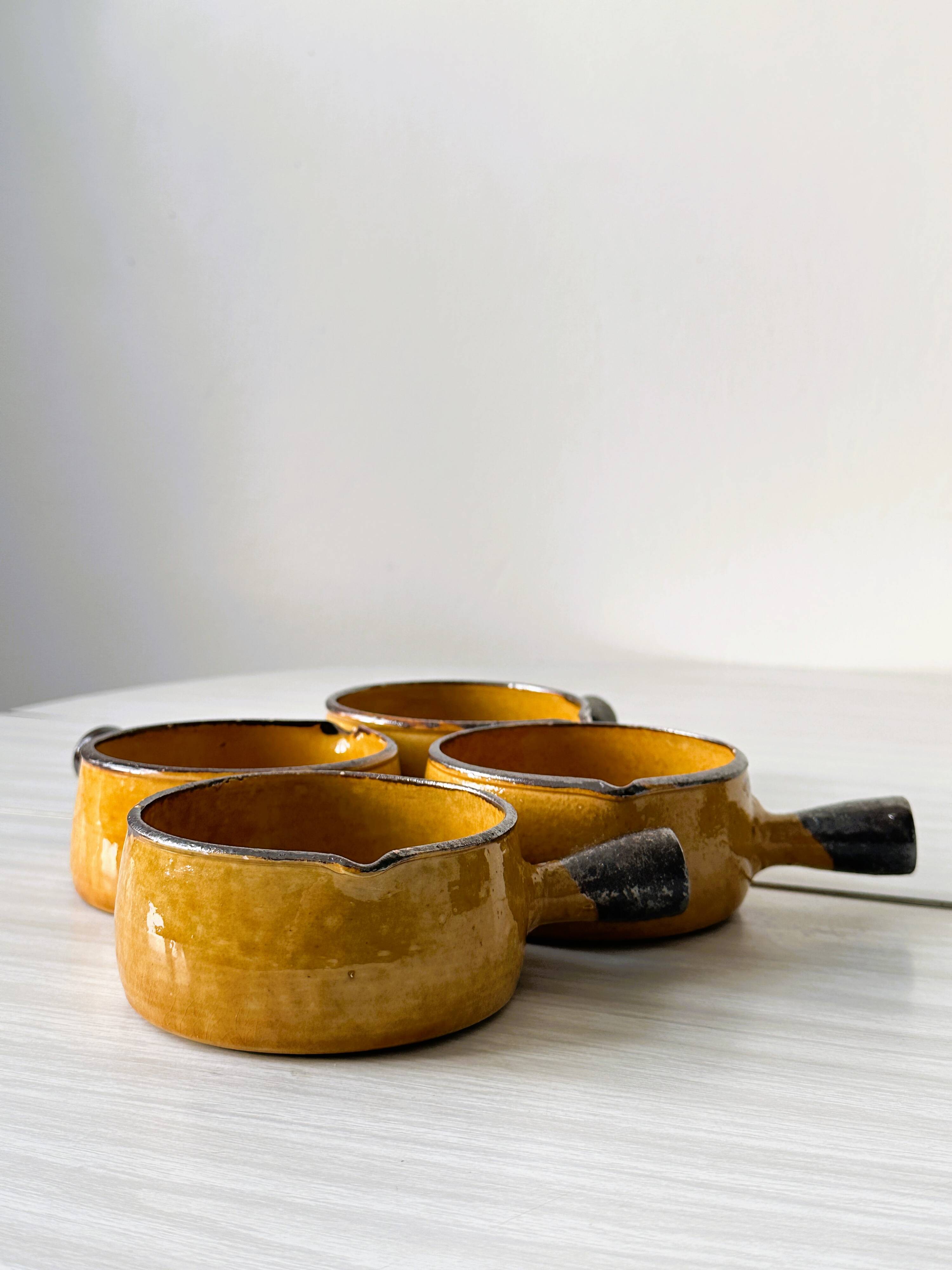 Caquelons - pans in yellow glazed stoneware from Vallauris