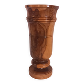 Vintage hand-turned solid olive wood vase – 1970s