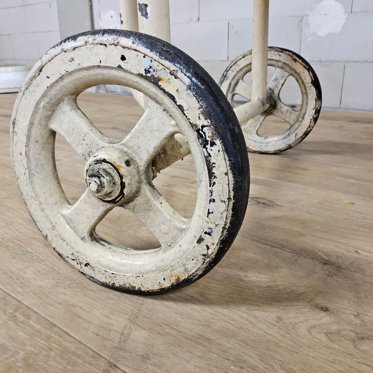 Vintage large metal hospital trolley linen nurse cart