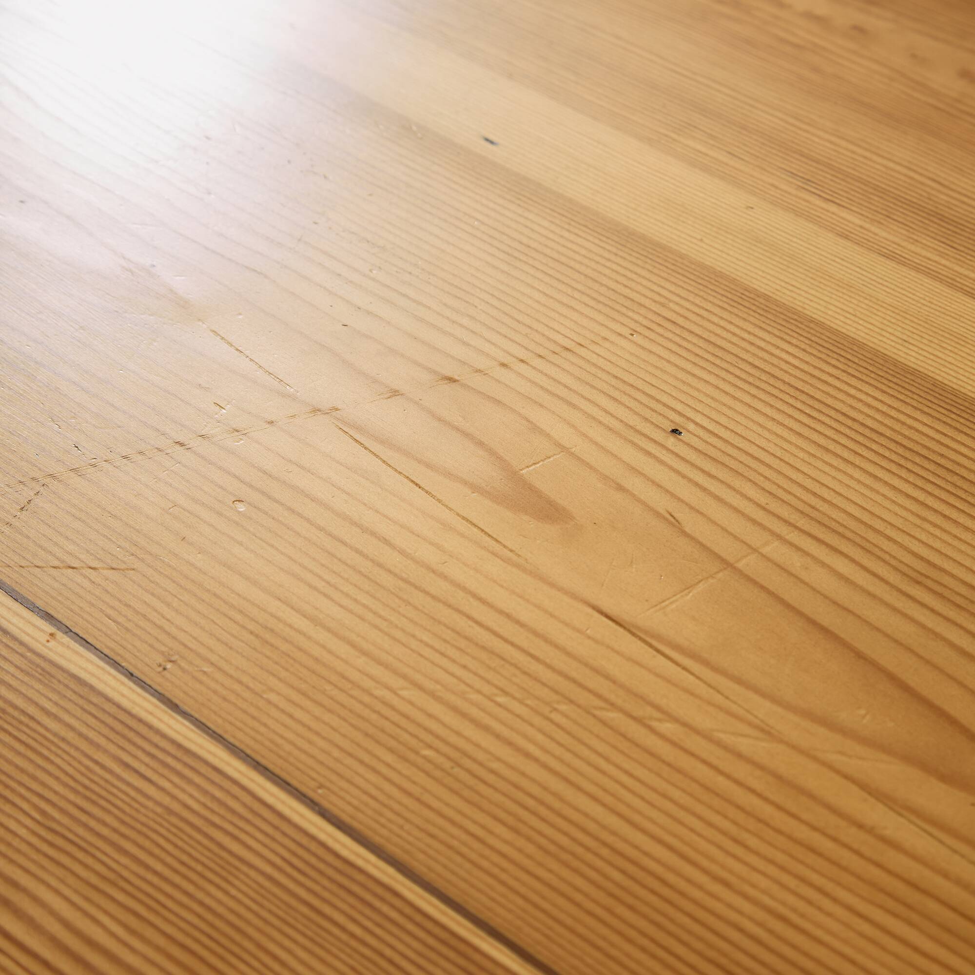 Long Canadian Pine Table with Black Legs