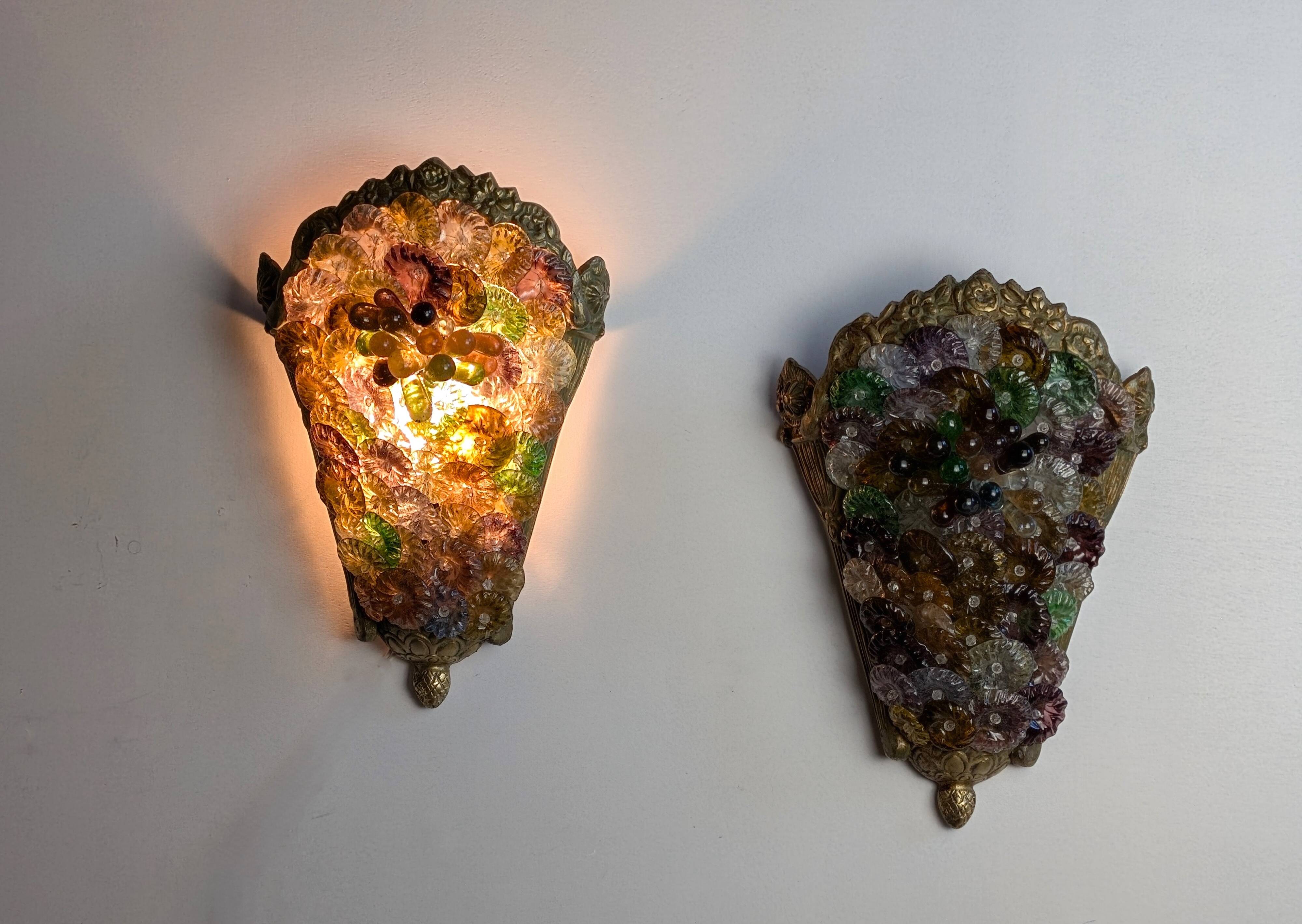 Pair of Art Deco Murano wall lights