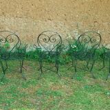 Garden furniture set 1 table 5 armchairs wrought iron wagon green