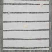 6x6 Square White & Black Vintage Kilim Rug, 187x195Cm
