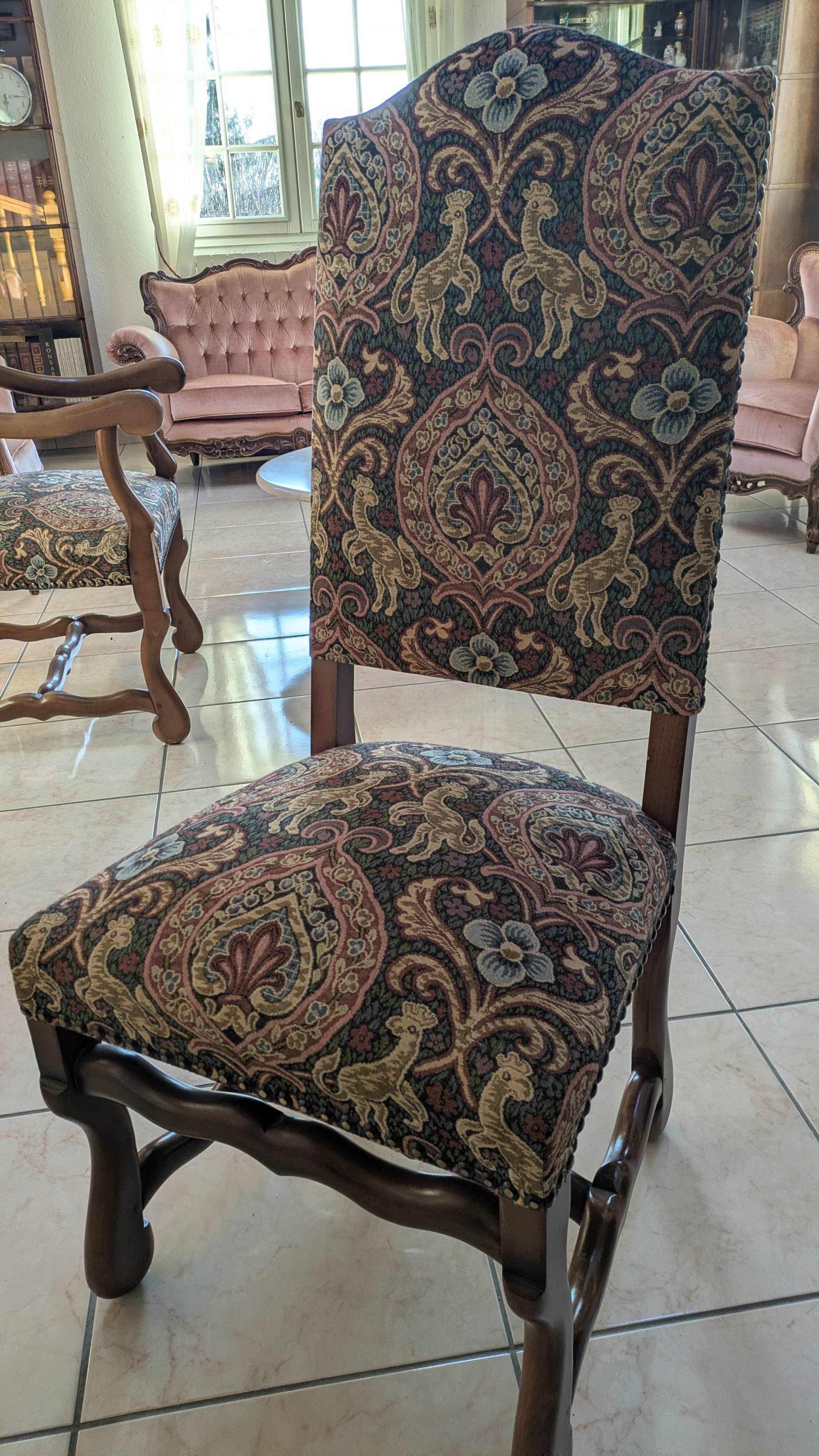 Set of 4 Louis XV upholstered chairs