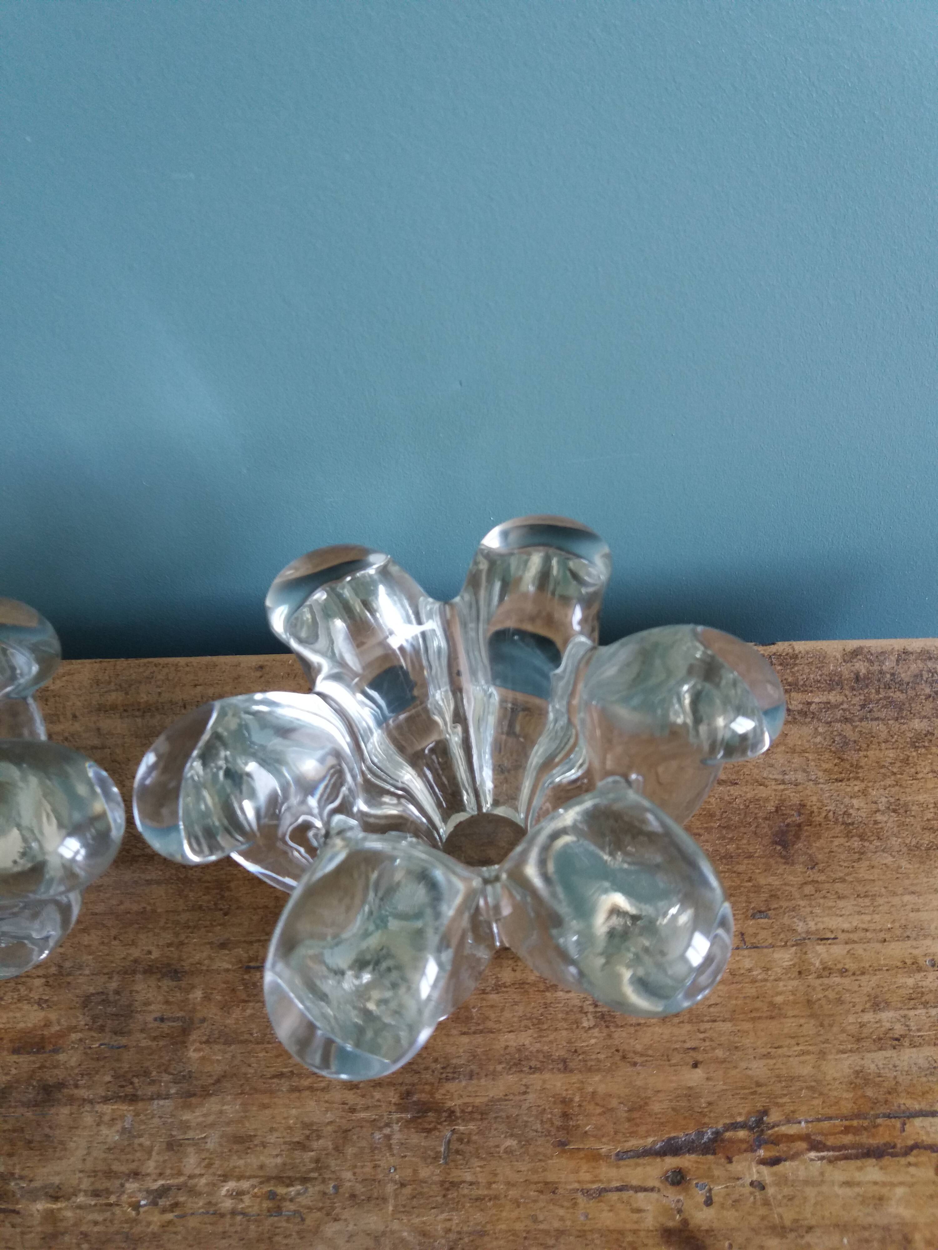 Glass or crystal flower candle holders
