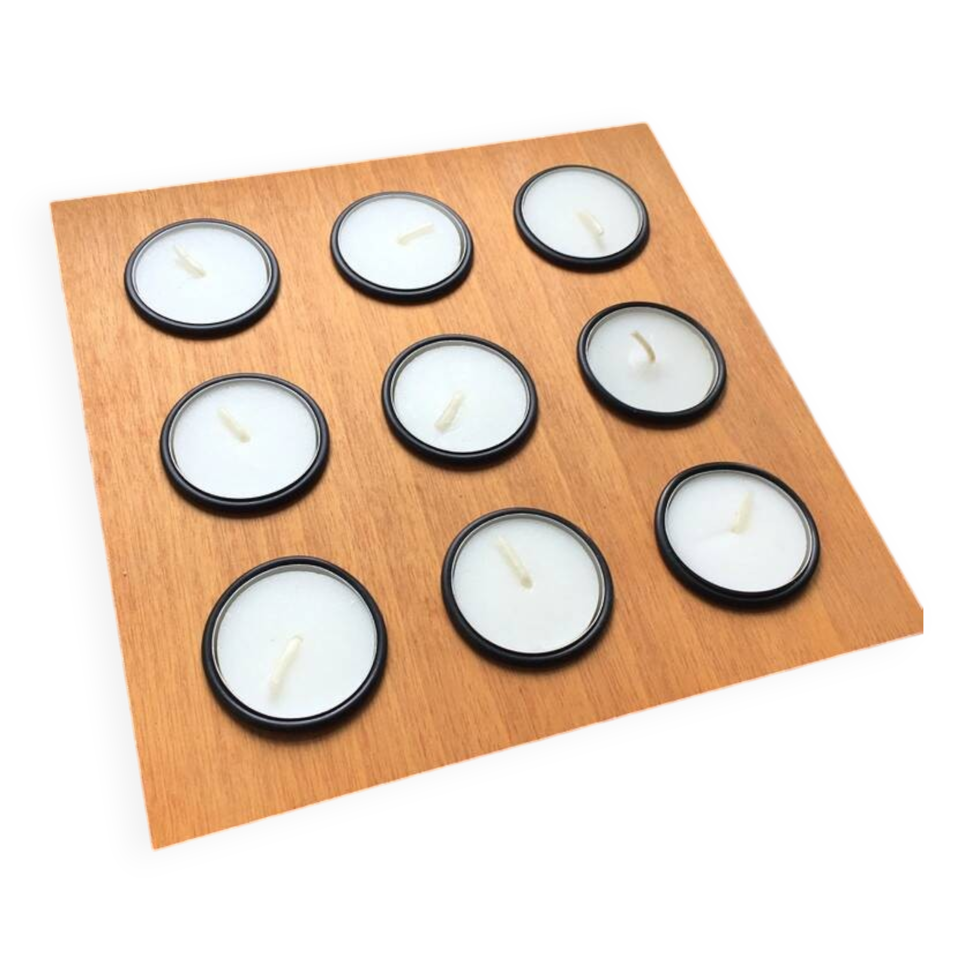 Vintage Danish 9 Candle Wooden Candle Holder