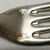 Set of 12 silver metal table forks from christofle model "spatours"