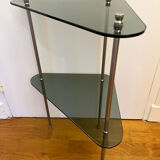 Vintage smoked glass corner shelf