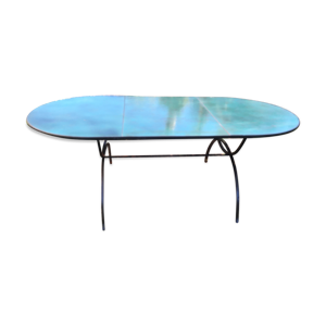 Table pierre lave emaillee et fer
