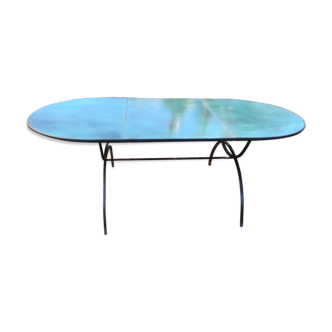 Table stone washlava enamelled and wrought iron