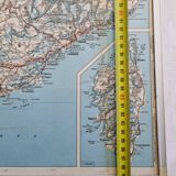 Framed vintage "Michelin" road map from the 80s, 111 cm x 100 cm