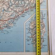 Framed vintage "Michelin" road map from the 80s, 111 cm x 100 cm