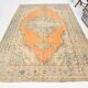 Medallion orange wool rug, beige orange vintage turkish rug 6x10 ft