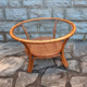 Table basse circulaire en bambou, plateau verre