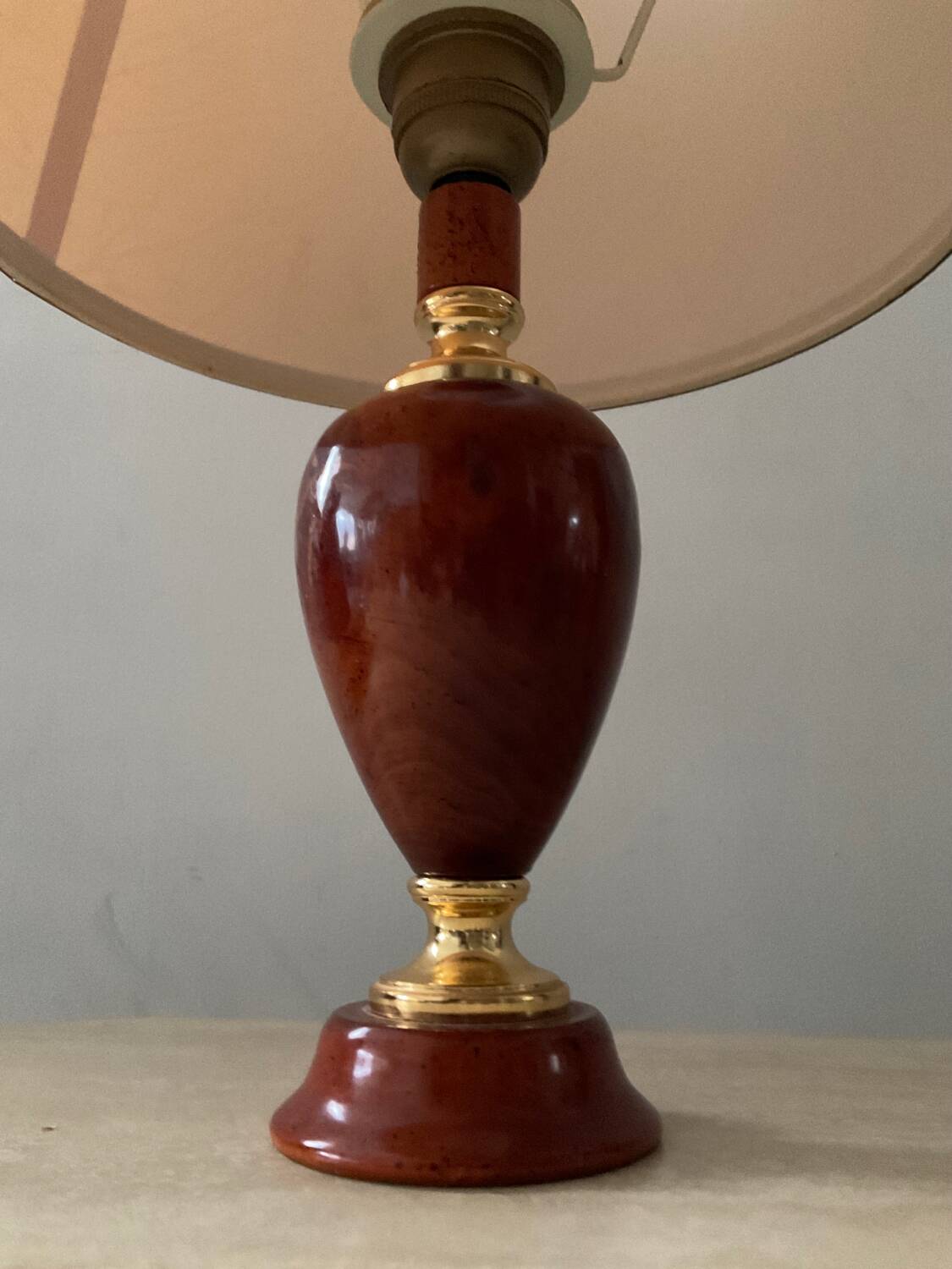 Le Dauphin house lamp in wood and brass from the 70s-80s