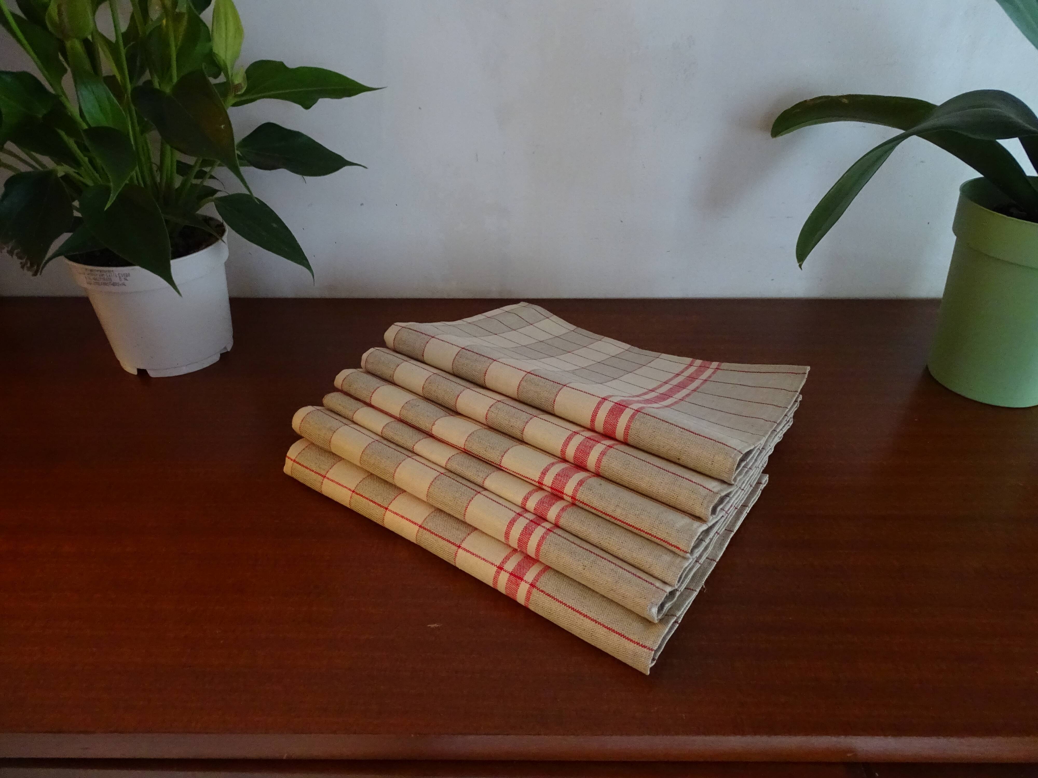 6 antique tea towels vintage cotton Métis 74 x 74