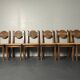 6 Farmhouse wood turned rush dining chairs