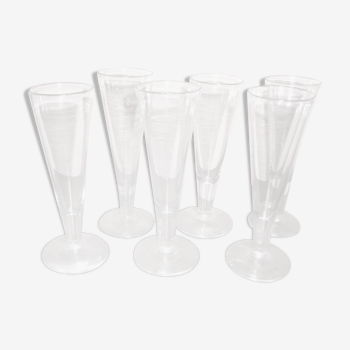 Set of 6 century champagne flutes 19th