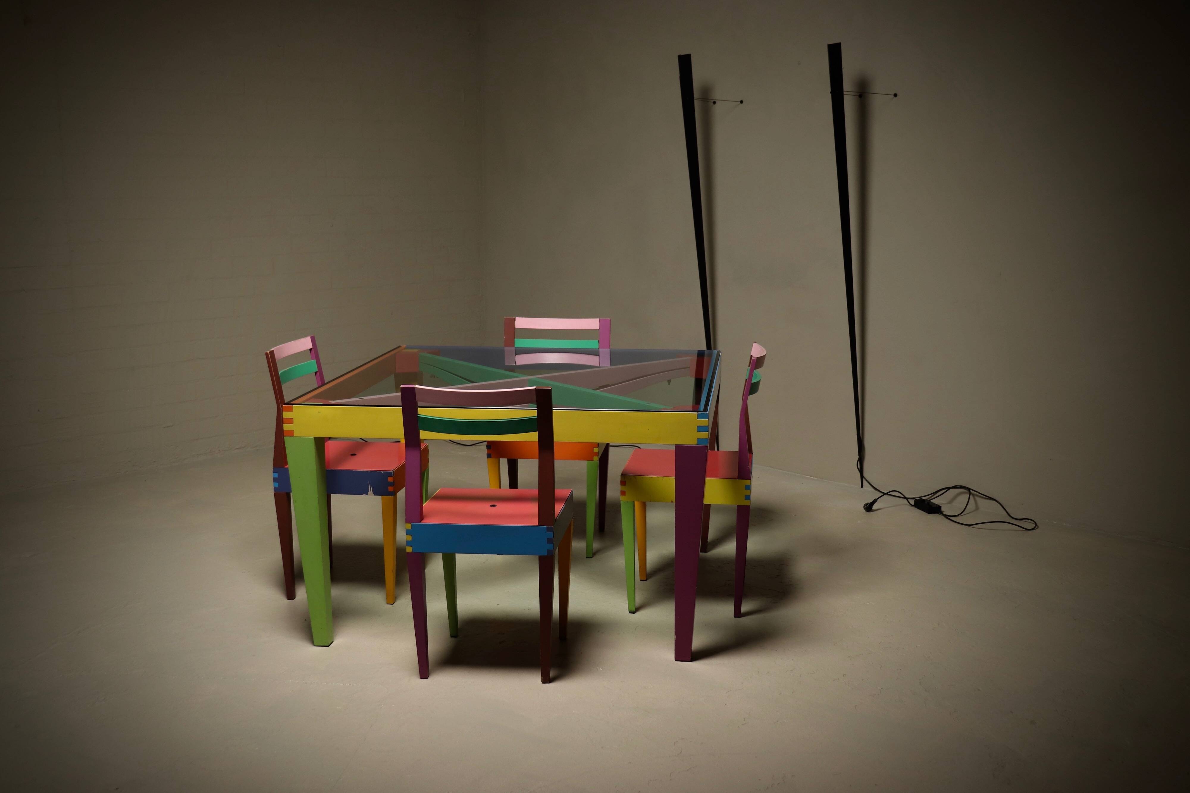 Pair of Gilles Derian torchère wall lights for Lumen Center, Italy 1984