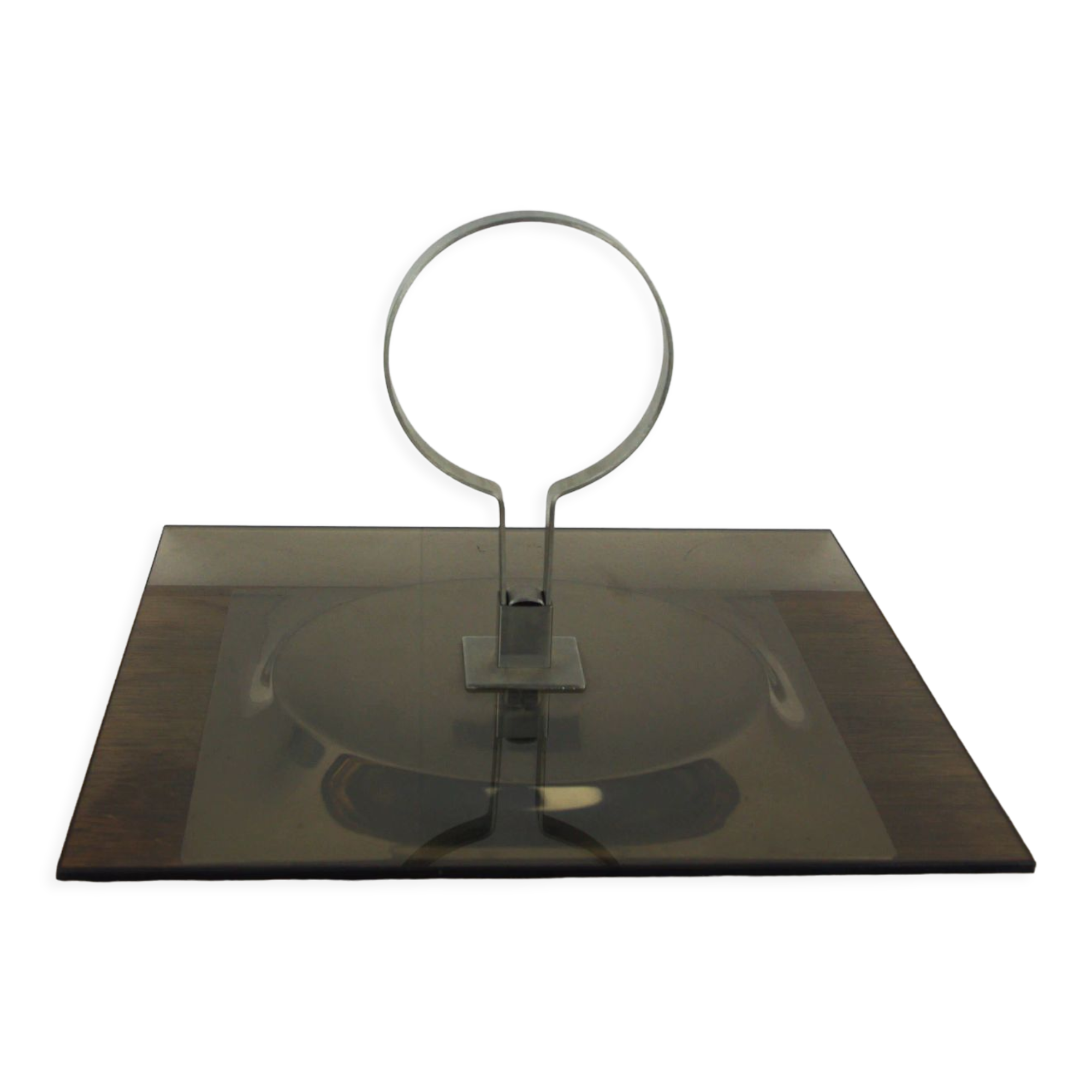 Smoked glass tray and chrome made in France
