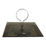 Smoked glass tray and chrome made in France