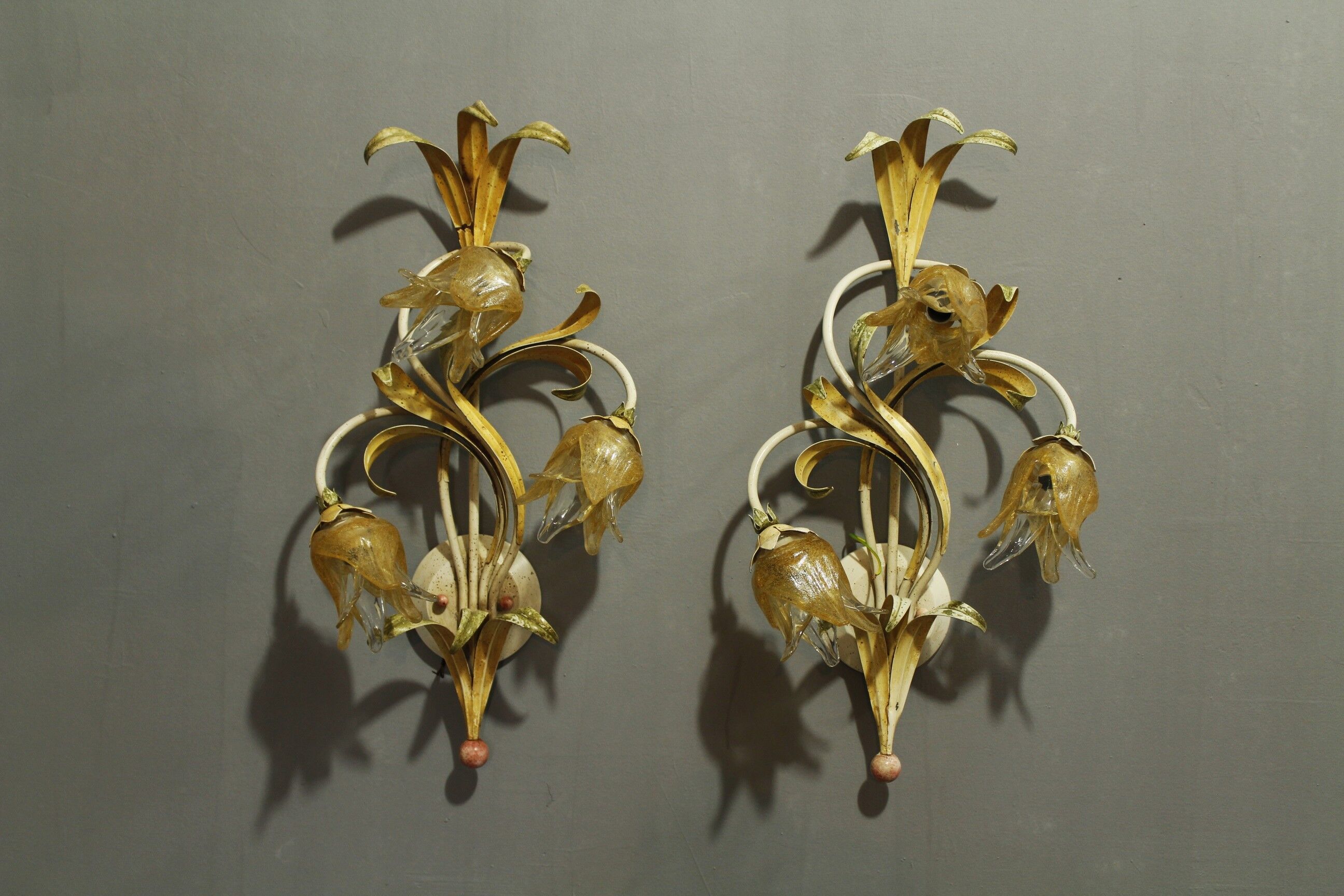 Florenz Wall Lights in Iron and Murano Glass
