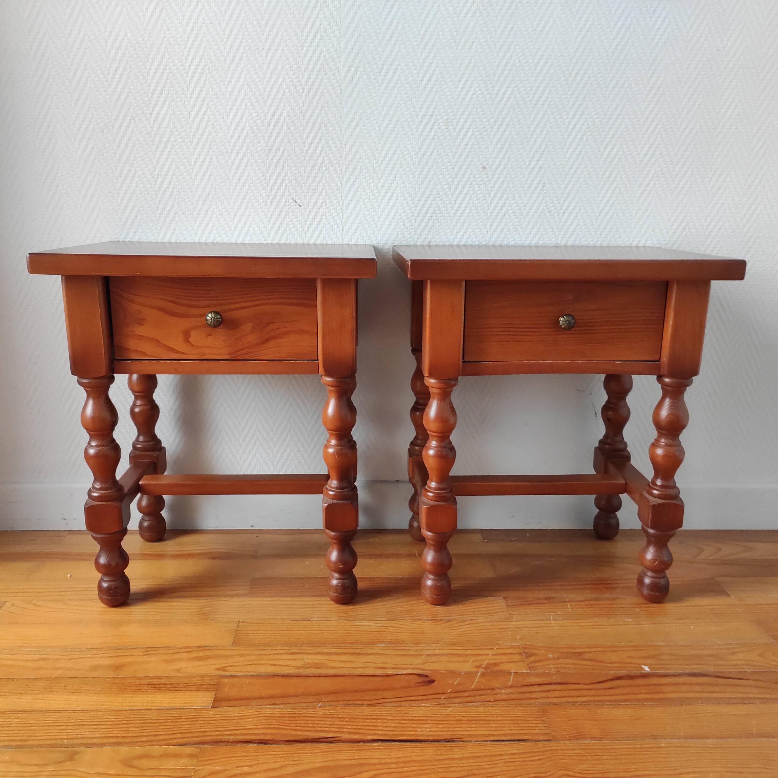 Pair of classic vintage bedside tables