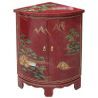 Red Chinese corner furniture with landscape patterns.