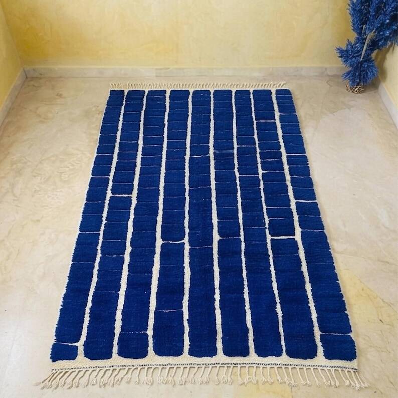 Blue Moroccan Berber rug in wool 200cm x 300cm