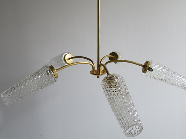 Luster 5 branches glass conical globes