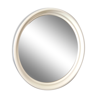 Round mirror Gilac white plastic 70s