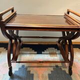 Teak service trolley with nesting table, mid-century modernism.