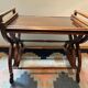 Teak service trolley with nesting table, mid-century modernism.