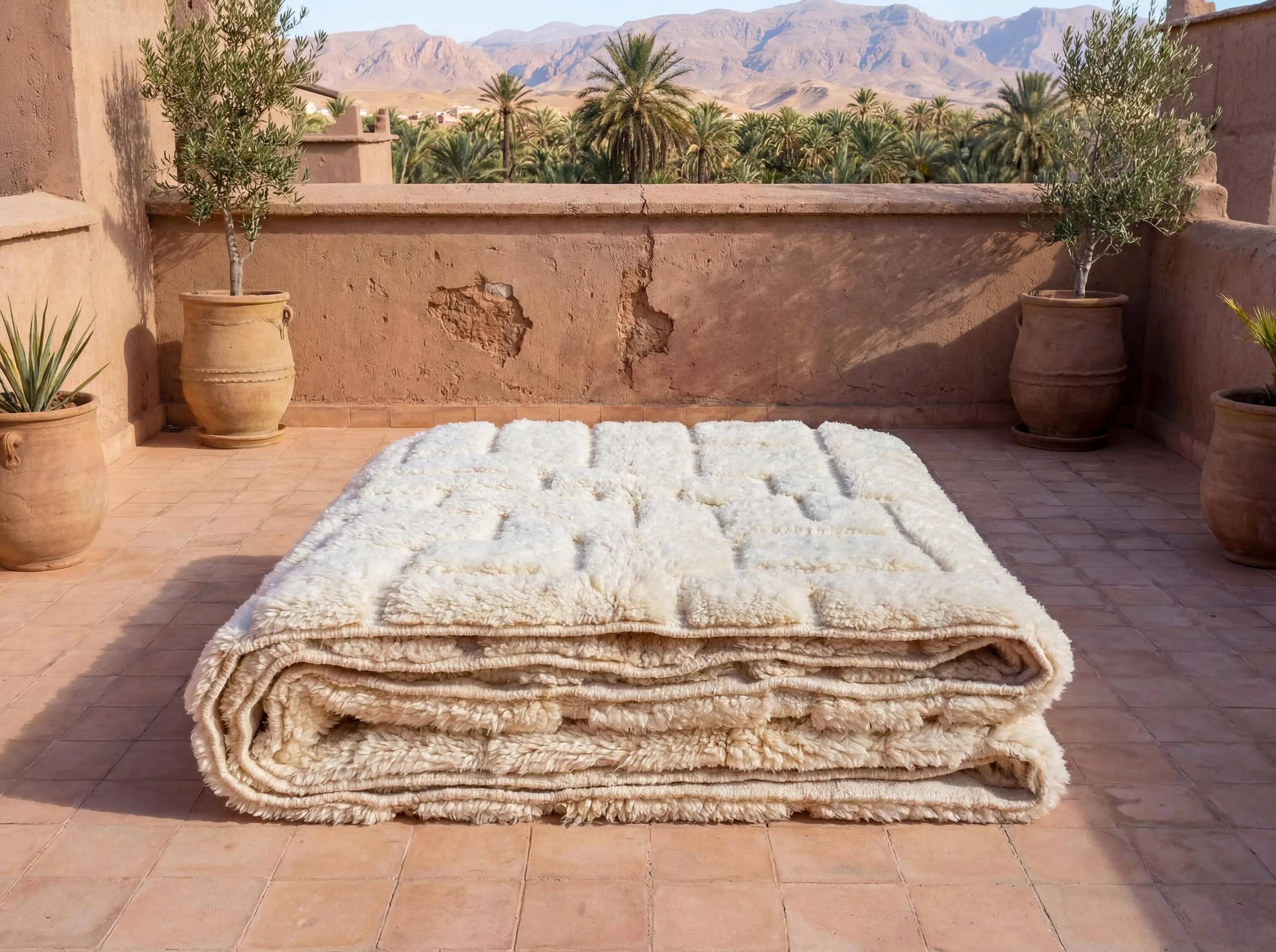 Moroccan handwoven wool rug, 250x150 cm, traditional style.