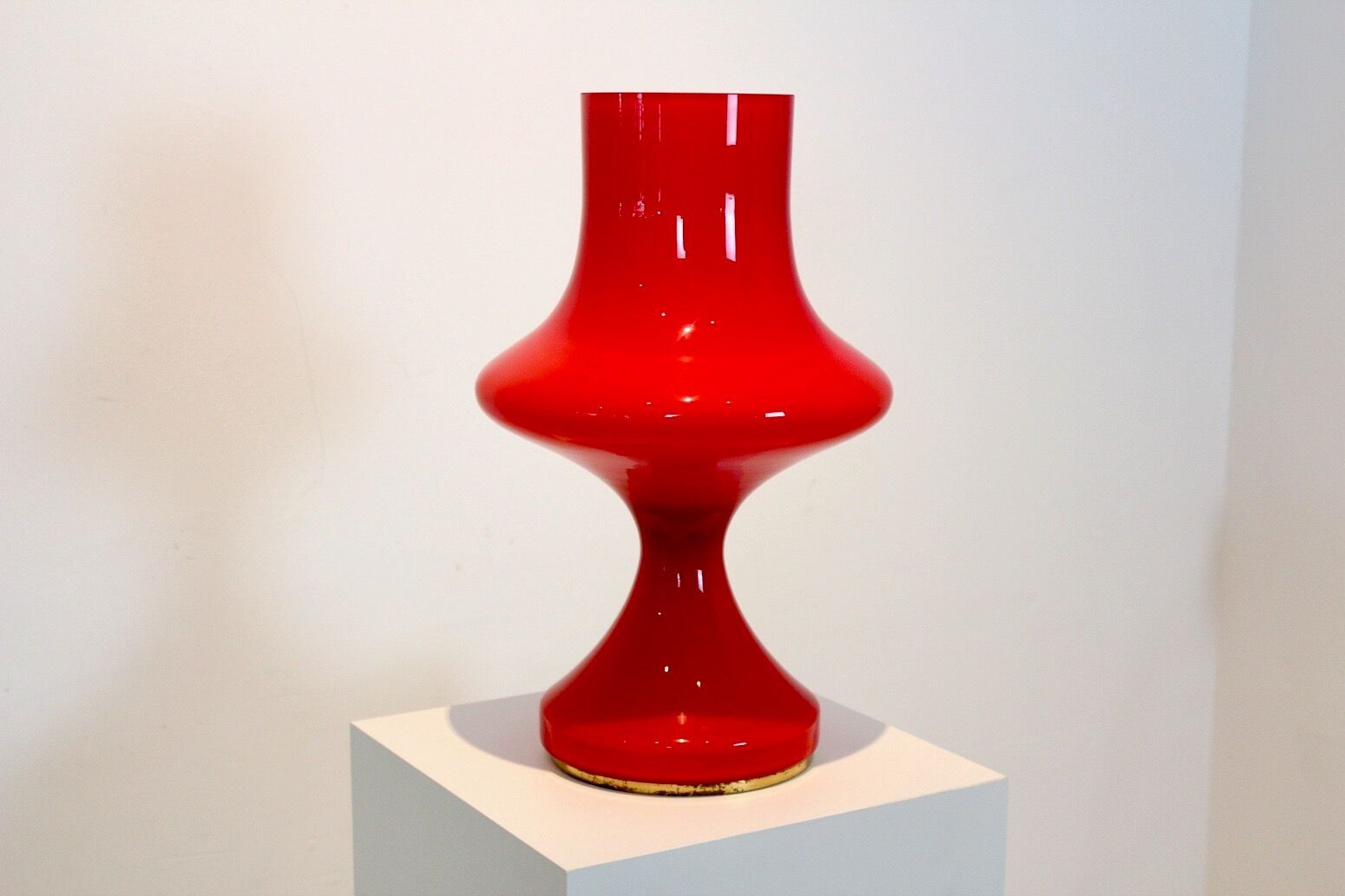 Orange opaline glass table lamp by Štepán Tabery, 1960s