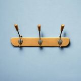 Vintage wooden wall coat rack - 3 hooks