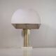 Table lamp in brass and lacquered metal with a fabric shade by Romeo Rega, 1960s.