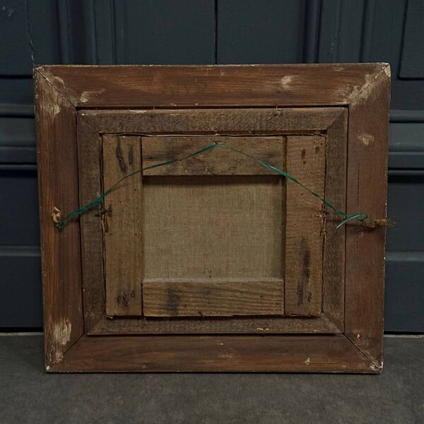 Huile sur toile par C. Jeunault 1938 kiosque et cygnes dans un parc