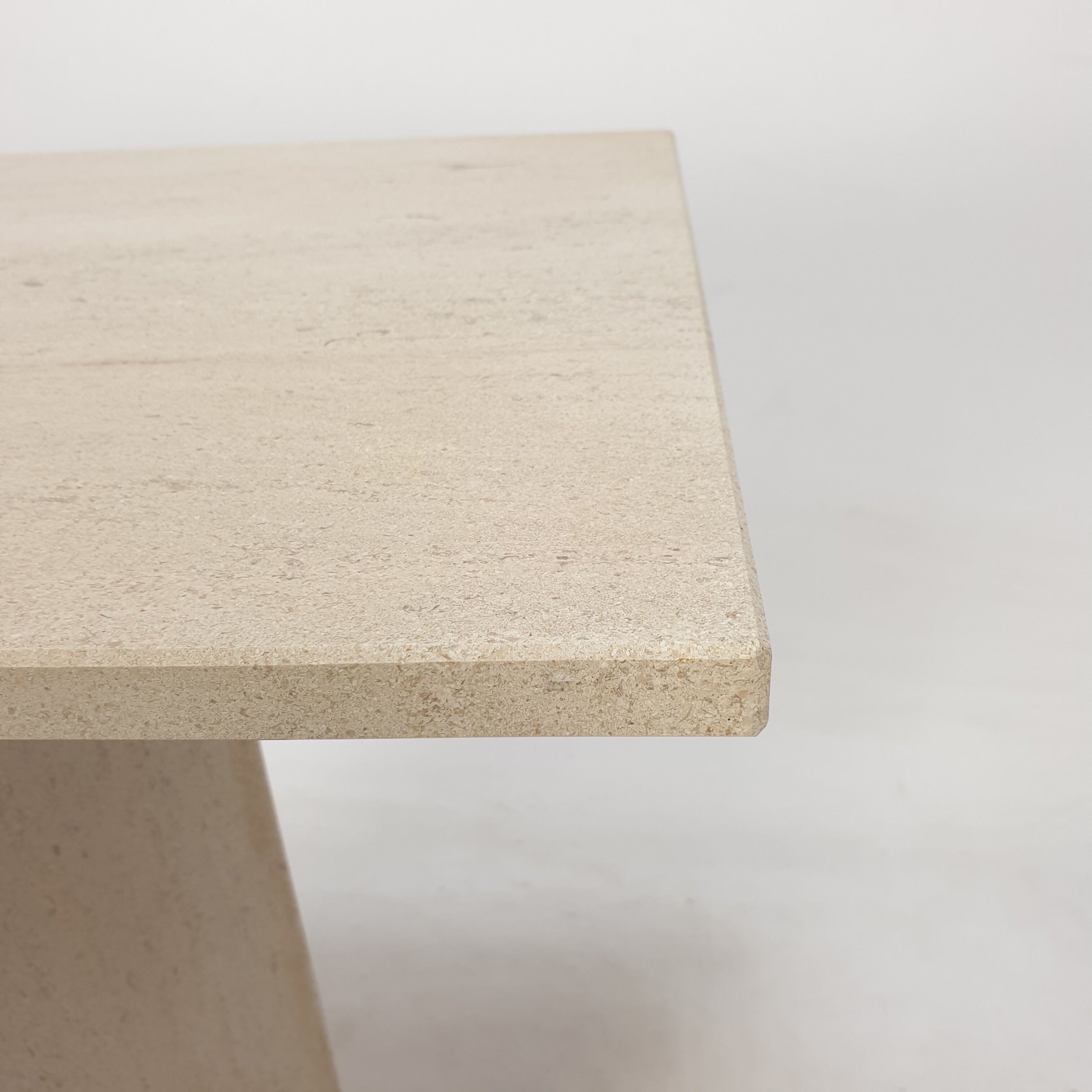 Italian Travertine Side Table or Pedestal, 1980s