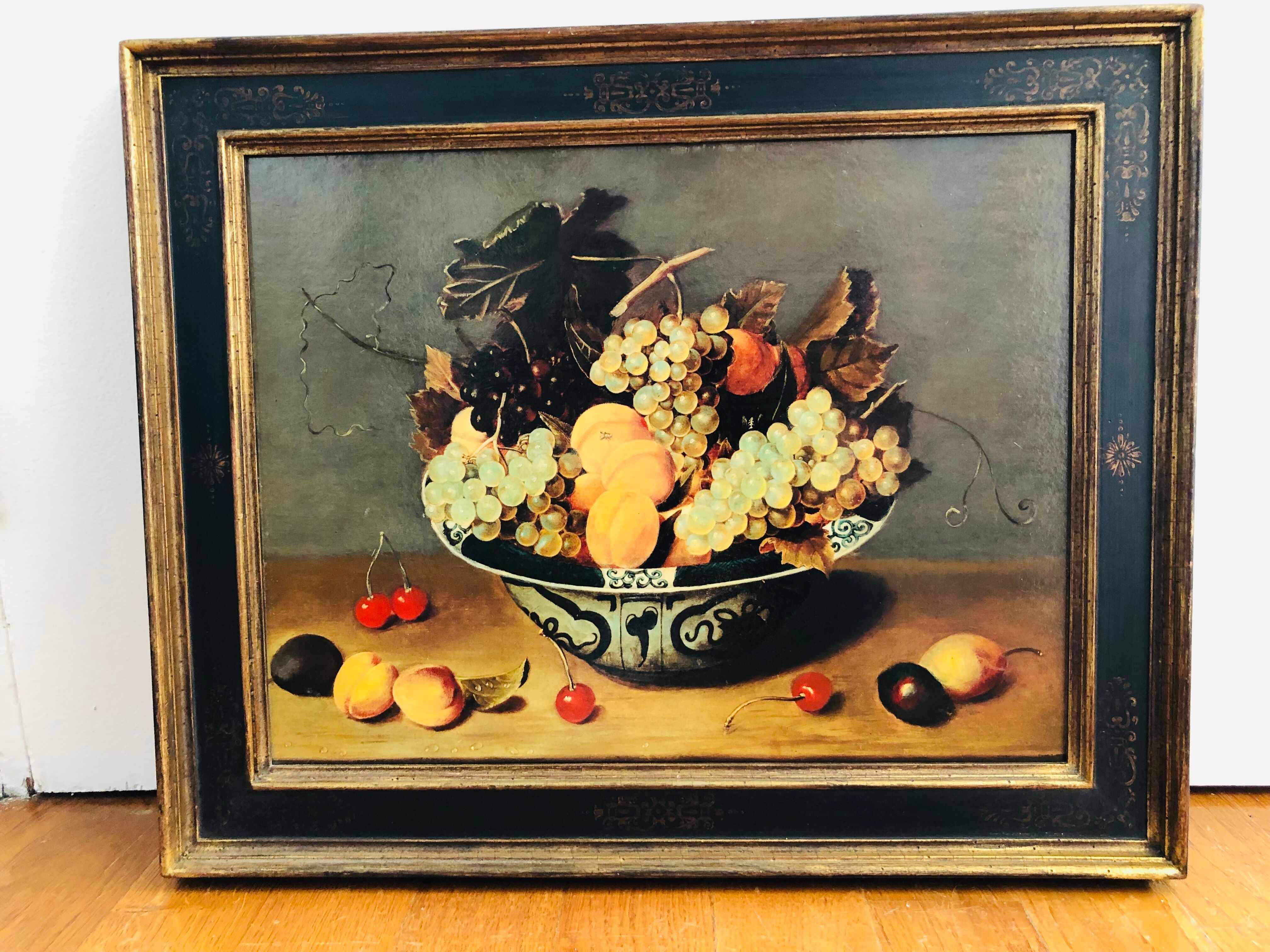 Painting: Oil on panel - still life with fruit