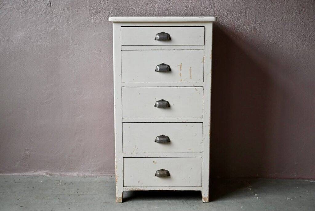 Small wooden chest of drawers vintage retro patinated bohemian 1950s