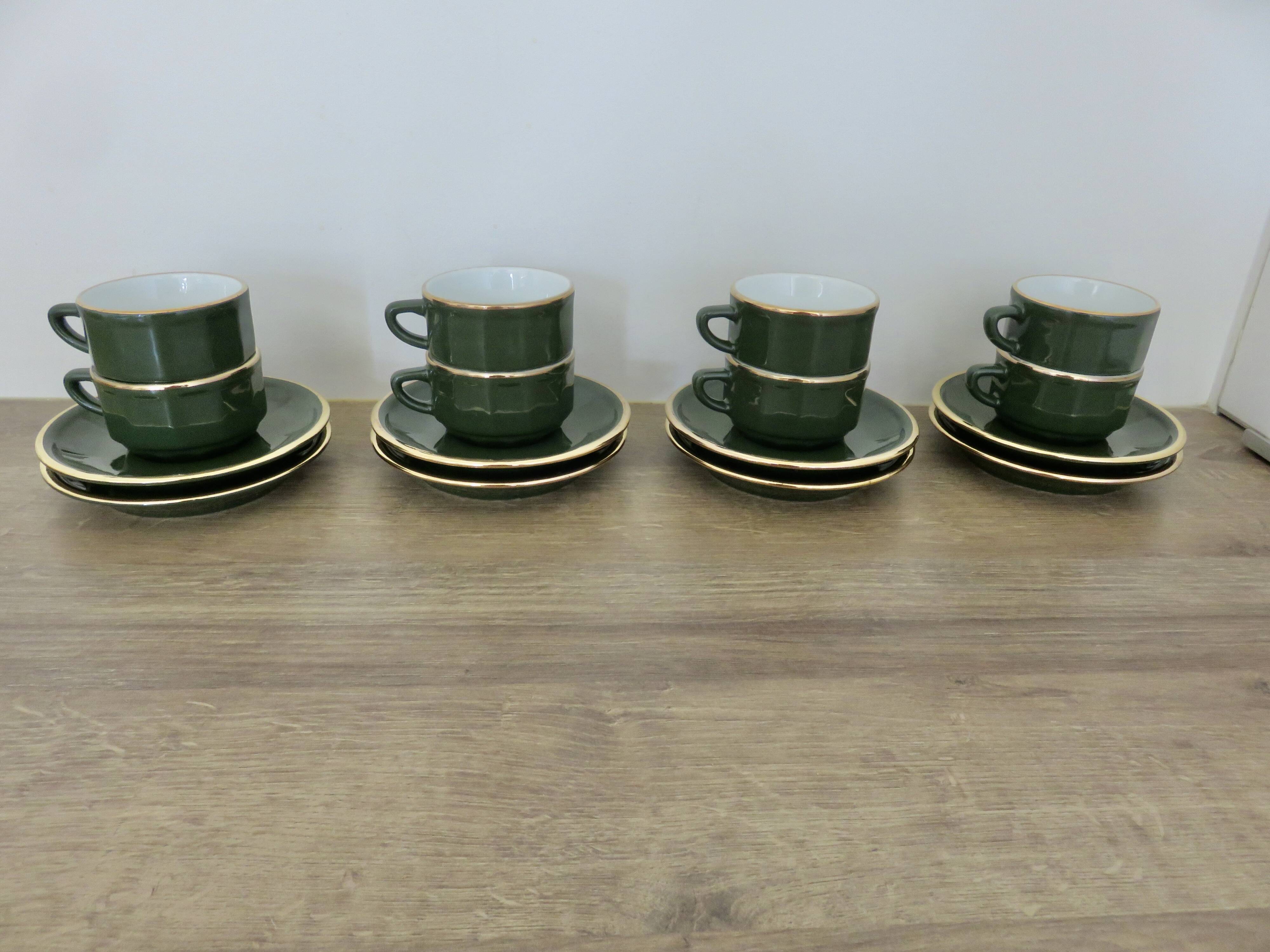 Apilco, set of 2 cups and saucers, Parisian bistros