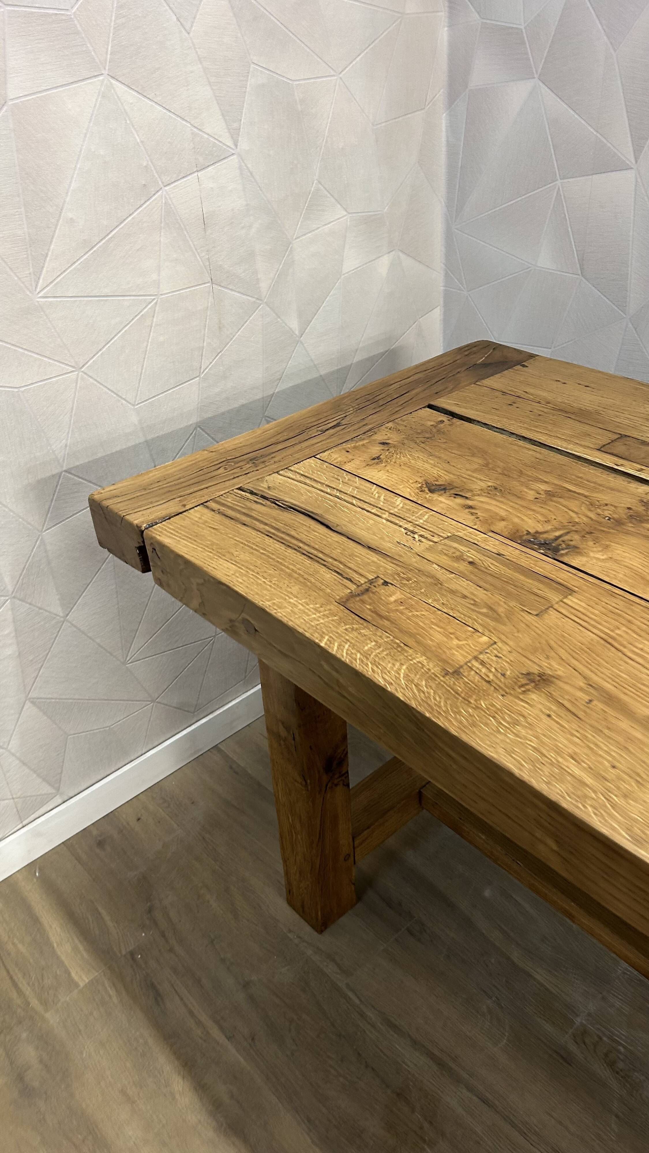 Genuine farmhouse table in renovated solid oak