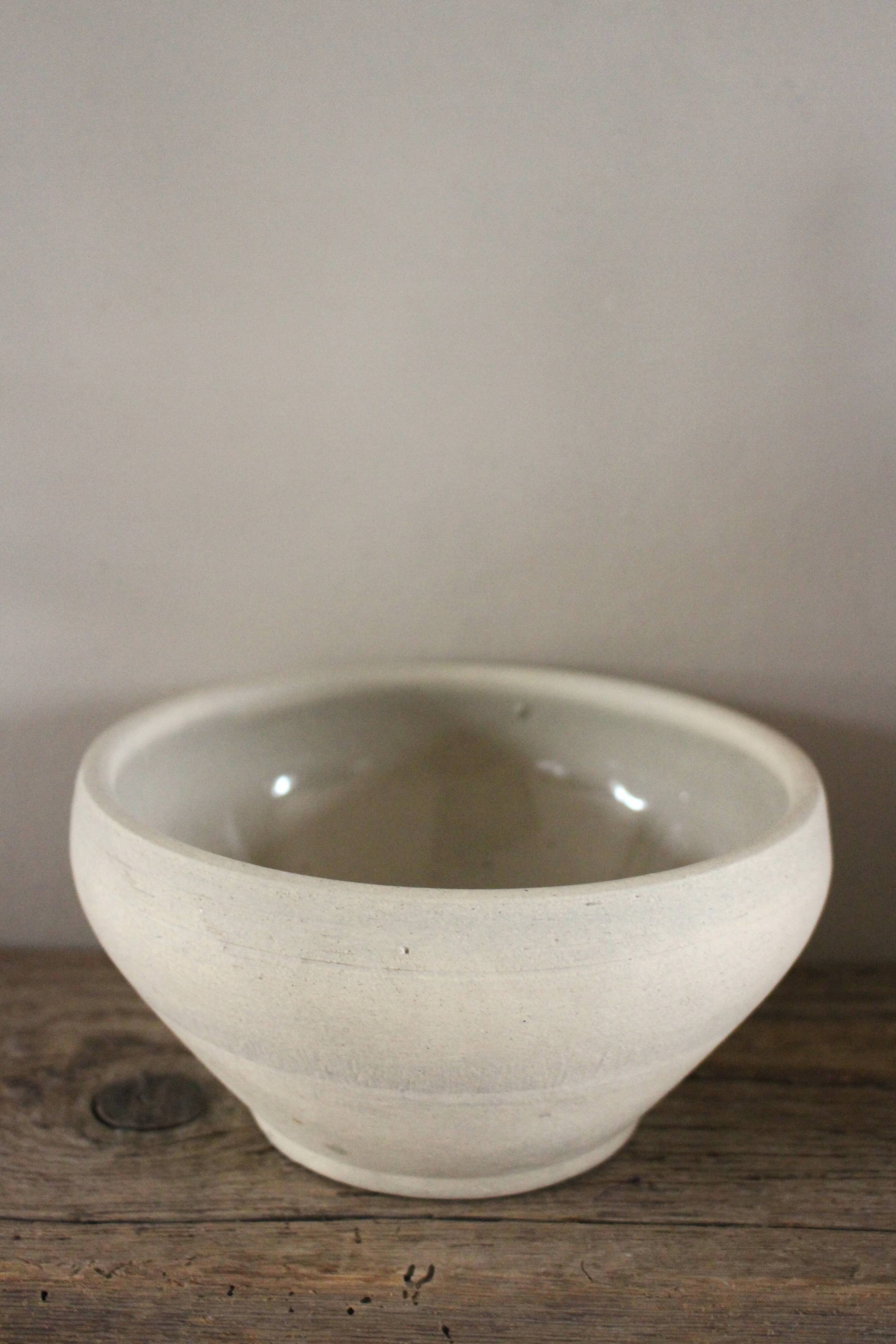 Vintage glazed stoneware bowl in greige.