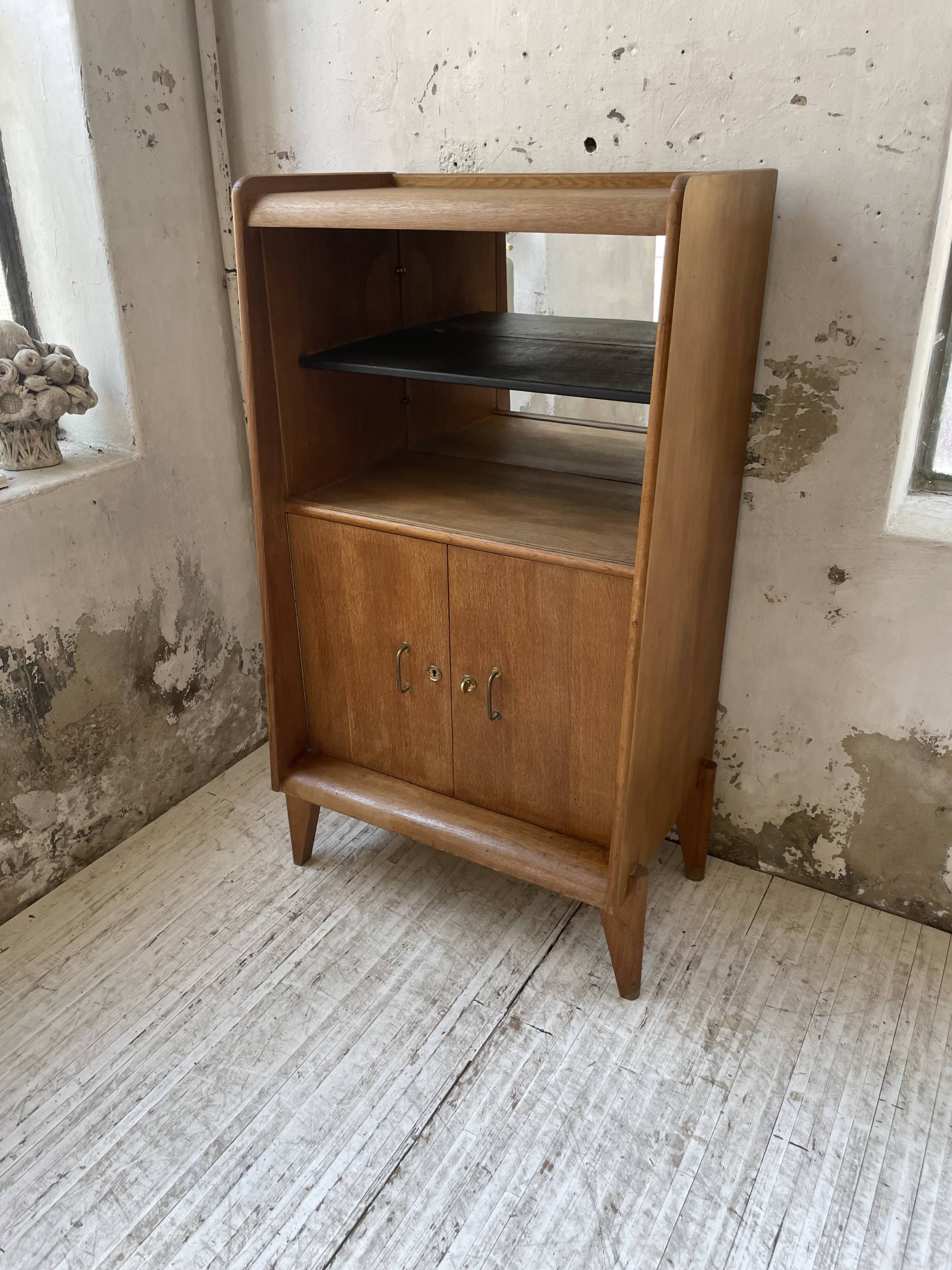 Meuble de rangement secrétaire chêne années 60