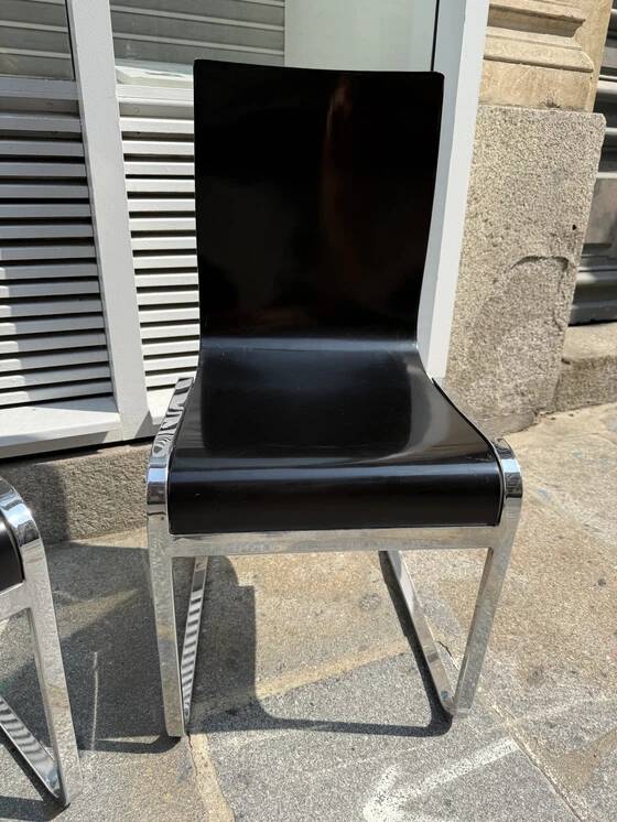"Klass" designer chairs - wenge wood and chrome legs